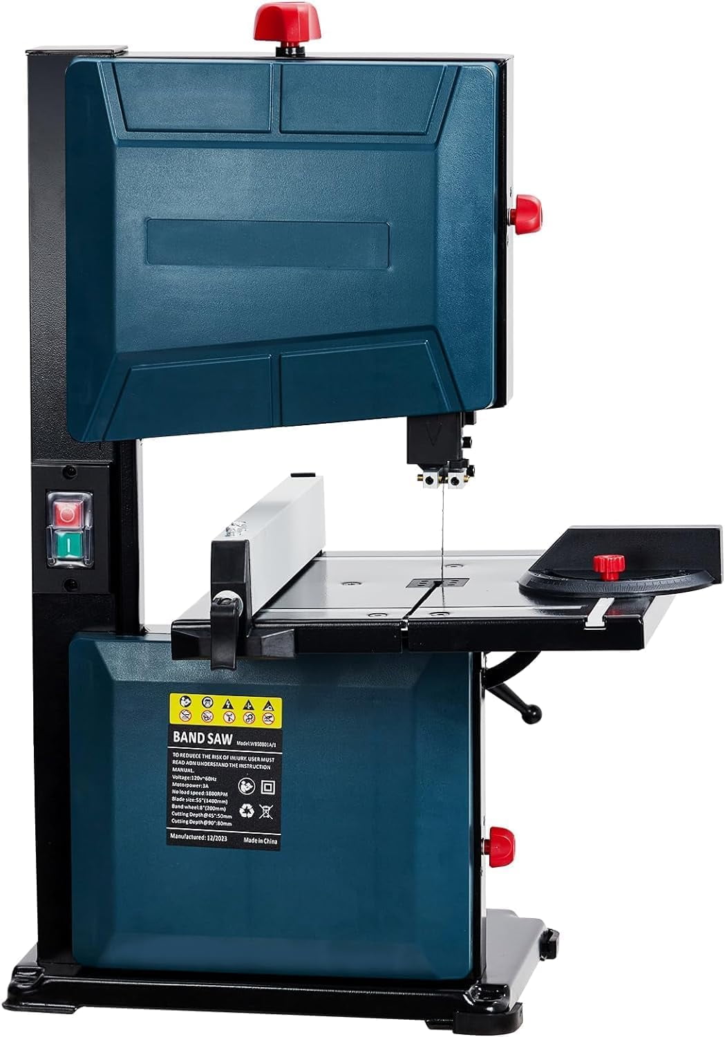Towallmark 8-Inch Bandsaw, 1800FPM Benchtop Bandsaw with Removable Safty Key, 0-45 Tilting Range, 3-Amp Saw For Cutting Wood with Fence and Miter Gauge, Band Saws for Woodwork