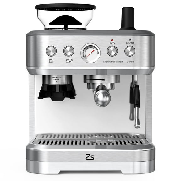 Towallmark All-In-One Espresso Machine with Milk Frother & Grinder - 15 Bar Automatic Coffee Maker with Italian ULKA Pump, 2.5L Water Tank, Brushed Stainless Steel for Home and Office