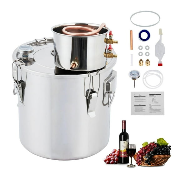 Towallmark 10 Gallon/45 Wine Making Kit with Circulating Pump,Copper Tube & Dual Display Thermometer for DIY Whisky Wine Brandy,Stainless Steel