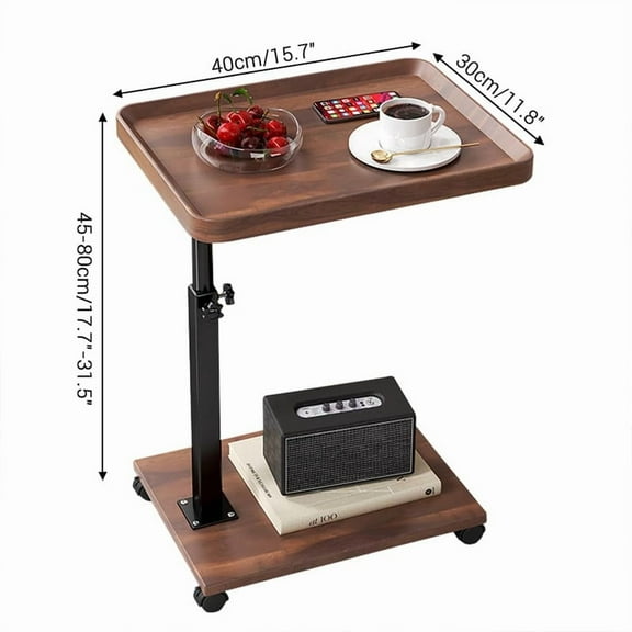 Towallmark C Table End Table Adjustable Height, 360°Swivel TV Tray Table for Small Spaces, Couch Tables That Slide Under, C Shaped Side Tables with Wheels for Living Room Bedroom