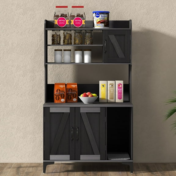 Towallmark Cat Litter Box Enclosure with Shelves, Litter Box Enclosure, Hidden Litter Box Furniture, Sturdy Cat Washroom Storage, Indoor Cat House Furniture,Black