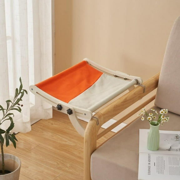 Towallmark Cat Window Perch, Cat Window Seat for Indoor Cats Wall Hammock with Washable Canvas Cover Adjustable Cat Sleeping Bed Holds Up 18kg for Window Bedside Verandahs Floor Gray Orange