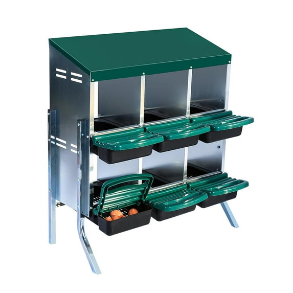Towallmark Chicken Nesting Boxes, 6/8/10-Holes Metal Chicken Laying Box with Inclined Nesting Boxes, Bottom Holes & Resting Platform, Fit for Different Chicken Breeds, with Metal Legs