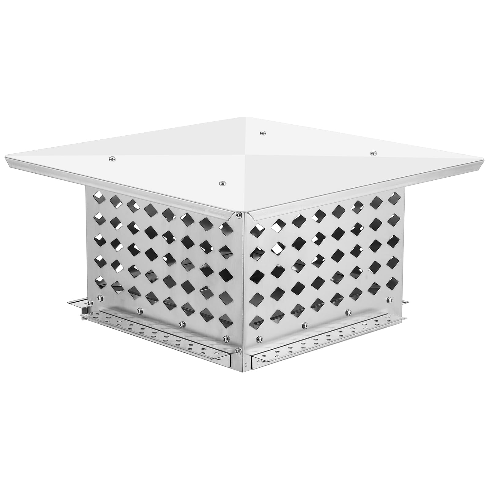 13" x 13" Silver Stainless Steel Chimney Cap with Adjustable Strips