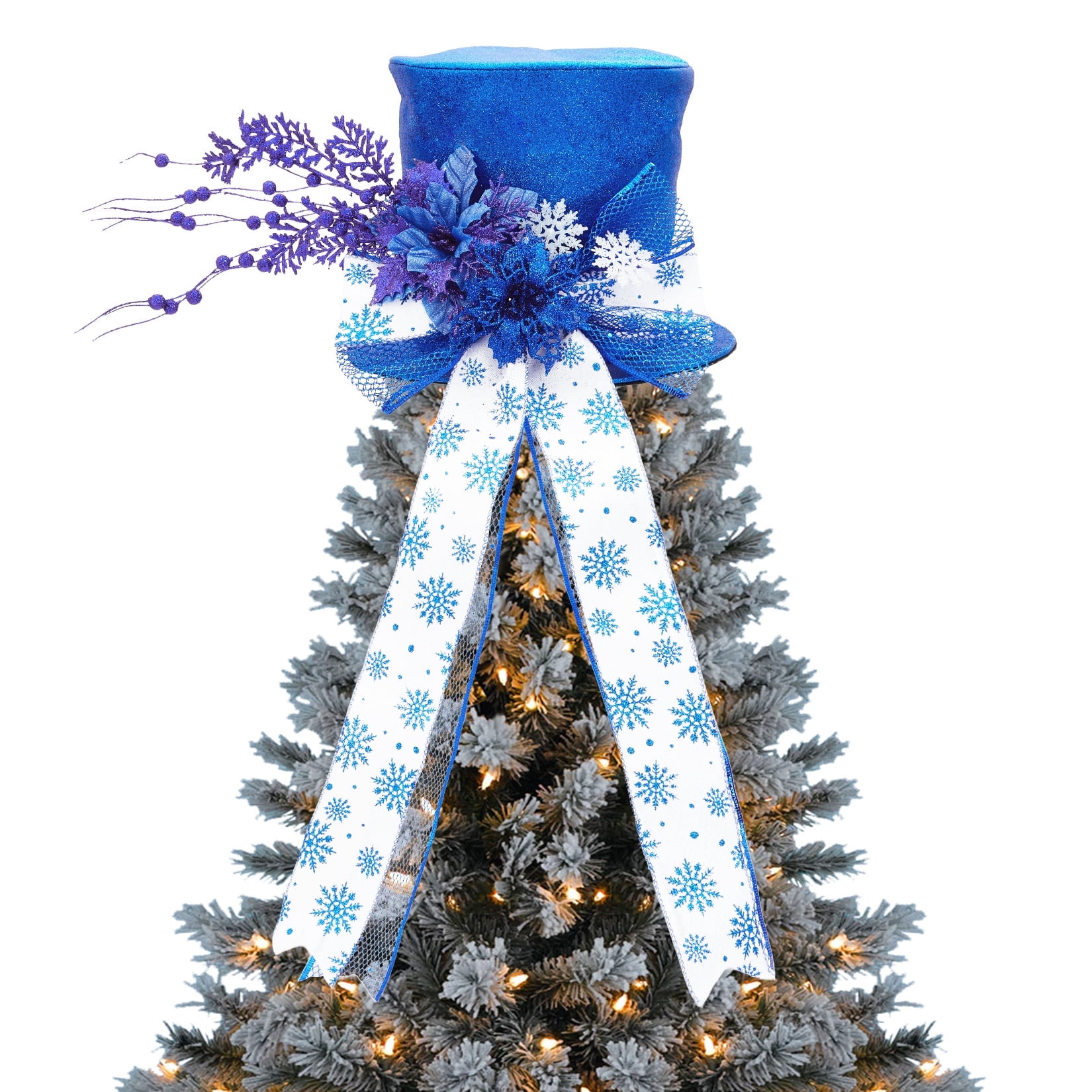 Towallmark Christmas Tree Topper, Ribbon Bow Topper for Tree,Xmas Ornaments for Holiday Decor, Great Gift Christmas Decoration,9.84 x 9.84 in