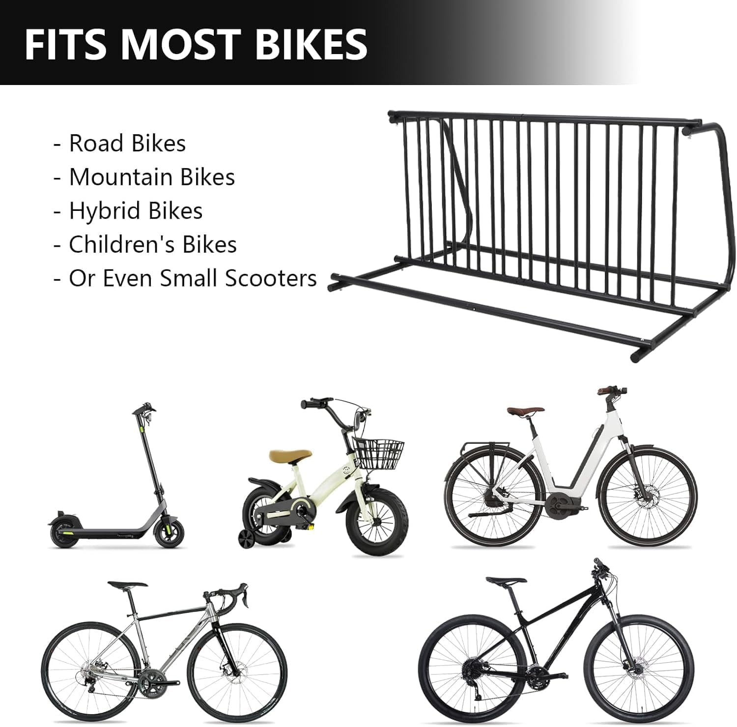 Towallmark Commercial Grid Bike Rack – 61-Inch Floor Stand Bicycle Rack ...