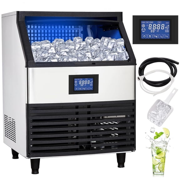 Towallmark Commercial Ice Maker 440lbs/24H, Stainless Steel Under Counter ice Machine with 40L Ice Storage Capacity, 8 * 20 Ice Cube Freestanding Ice Maker