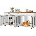 thumbnail image 1 of Towallmark Dog Crate Furniture, 71 Inch Large Double Dog Crate with 3 Drawers, Indoor Pet Kennel TV Stand for 2 Dogs, White Wooden Dog Cage for Large Medium Dogs, 1 of 7