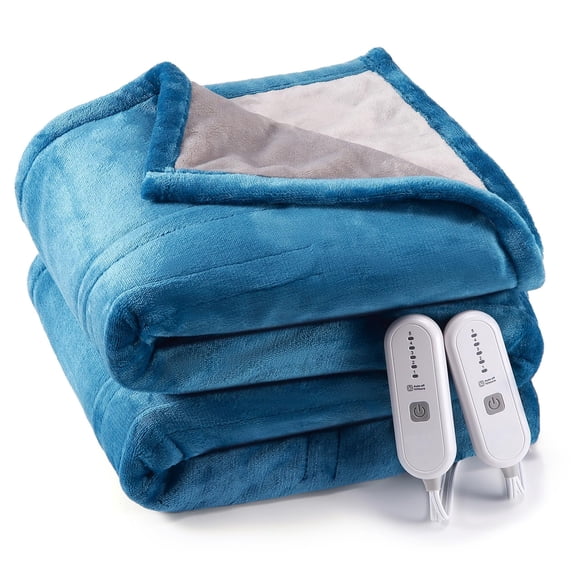Towallmark Electric Heated Blanket Throw, 62" x 84" Super Cozy Soft Flannel Heated Throw with 4 Fast Heating Levels & 4 Hours Auto Off, Machine Washable, Home Office Use, Teal