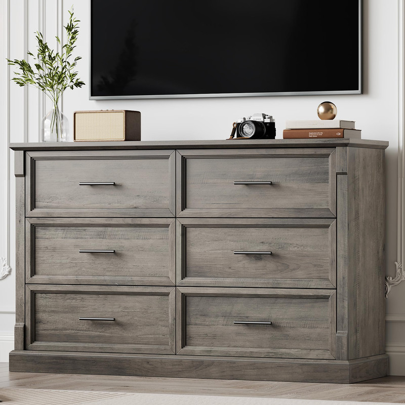 Towallmark Farmhouse 6 Drawer Dresser for Bedroom, Rustic Wood Chest of ...