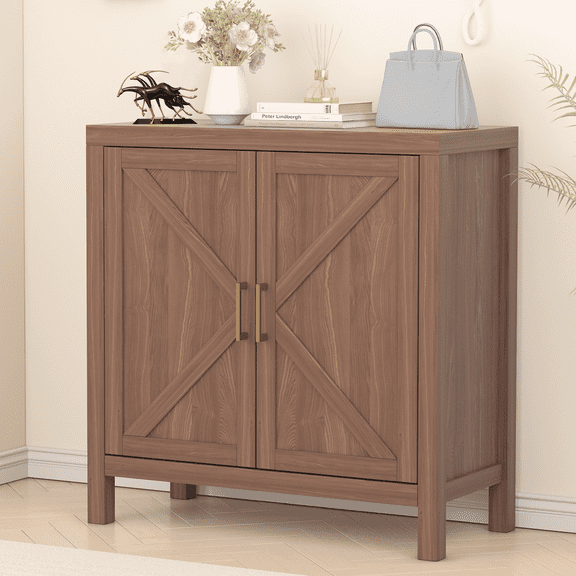 Towallmark Farmhouse Sideboard Buffet Storage Cabinet,Kitchen Cupboard with Storage,Media Console with X-Shaped Doors, Coffee Bar Cabinet for Kitchen Entryway Living Room,Oak