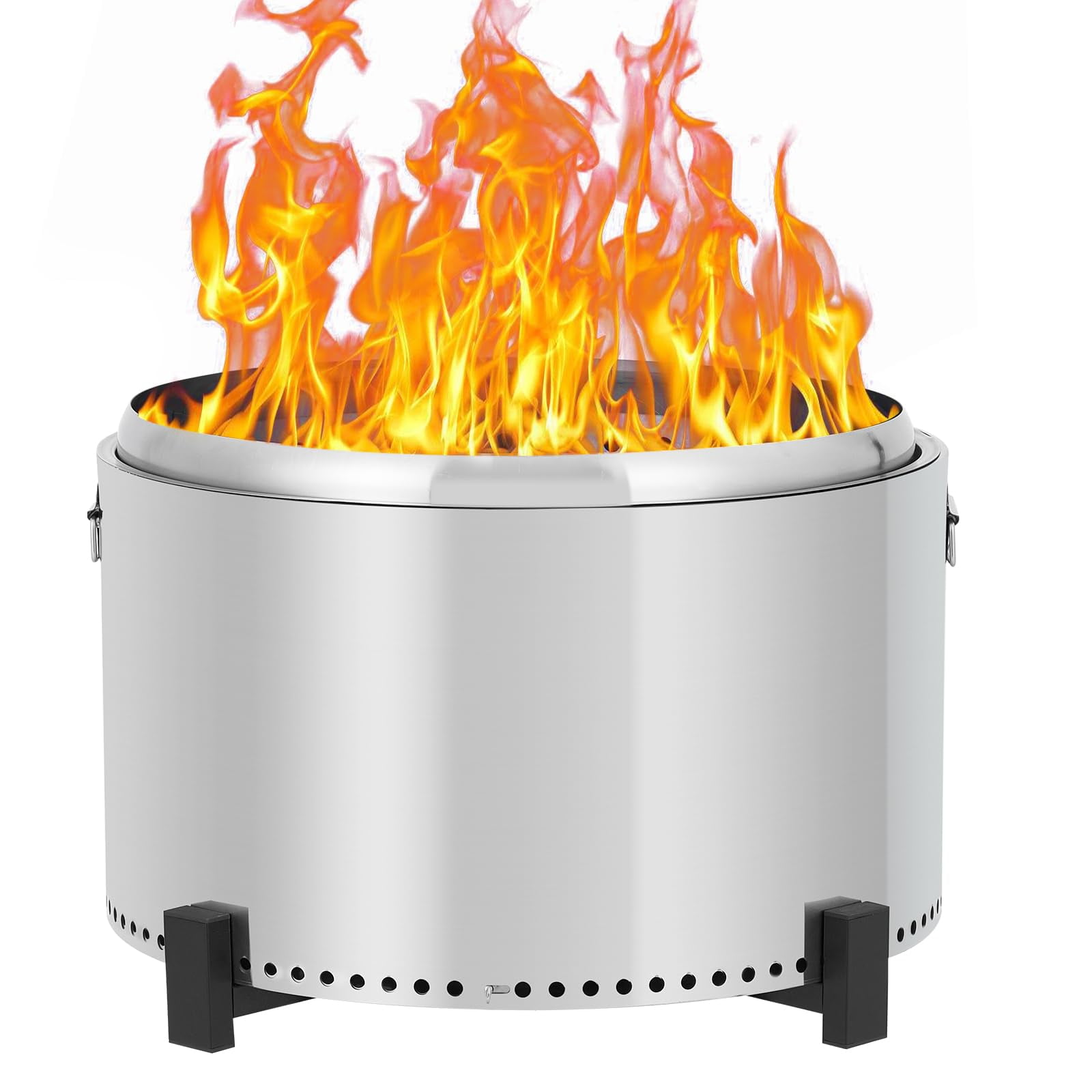 Towallmark Fire Pits for Garden, 35.4 Inch Smokeless Fire Pit, 304 Stainless Steel Wood Burning Fireplaces with Removable Ash Pan & Stand, Portable Safe Burning Firepit