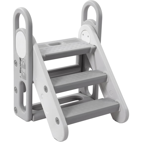 Towallmark Foldable Step Stool, Adjustable 3 Steps Stool with Handles, Step Stool for Bathroom Sink, Kitchen Counter, Toilet Potty Training, Anti-skip Stepping Standing Tower