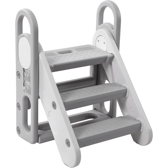 Towallmark Foldable Step Stool, Adjustable 3 Steps Stool with Handles, Step Stool for Bathroom Sink, Kitchen Counter, Toilet Potty Training, Anti-skip Stepping Standing Tower