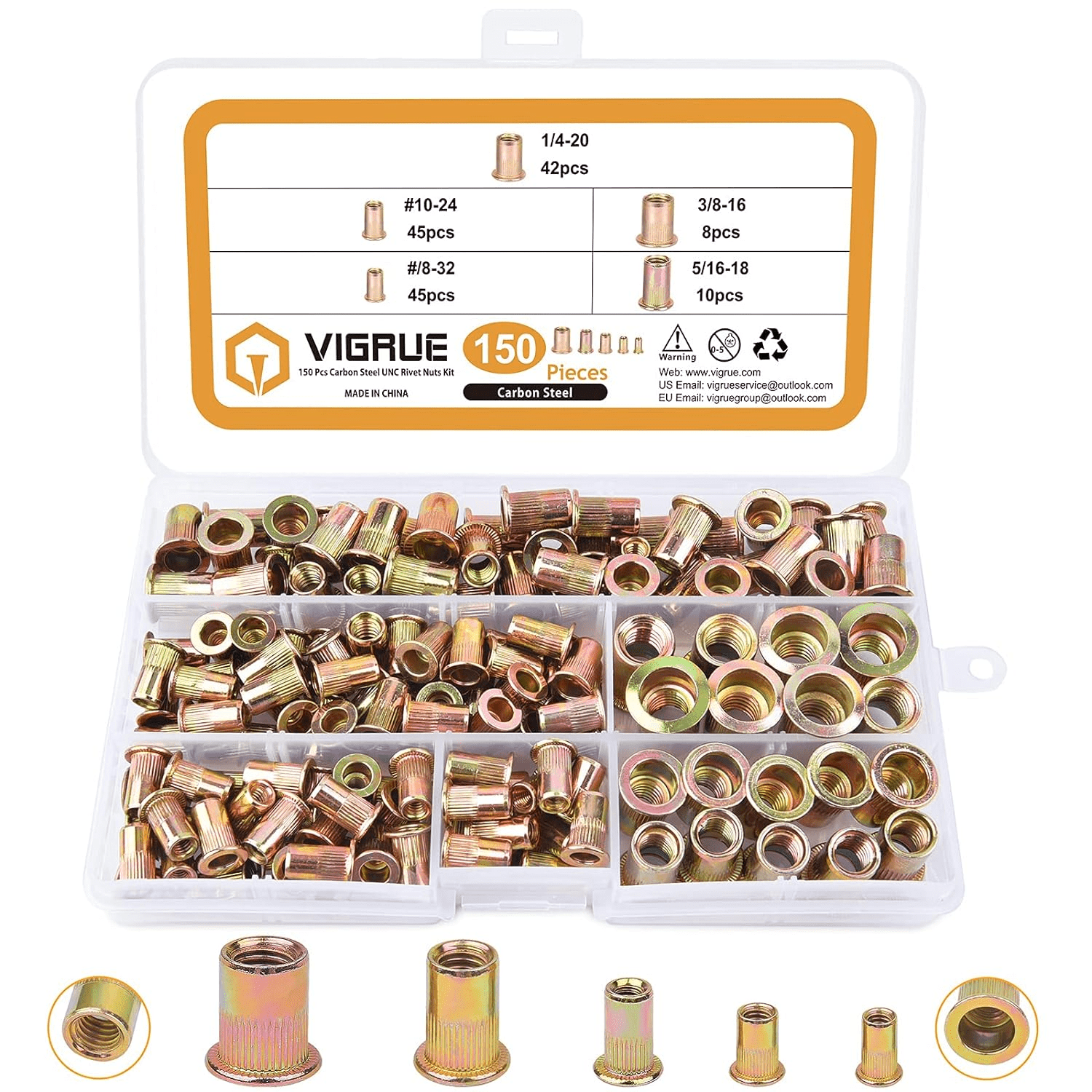Towallmark  Hardware Fastener Kits Set 150pcs Set [Color Zinc]