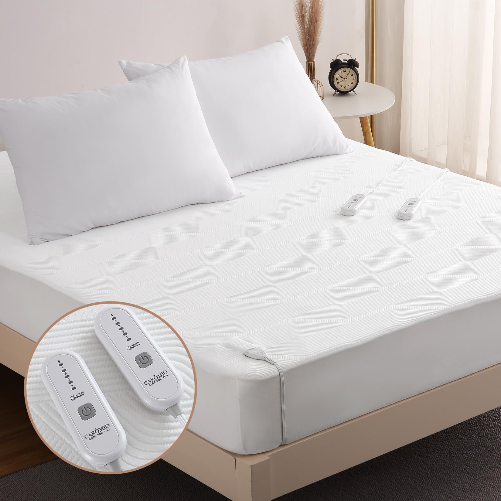 Towallmark Heated Mattress Pad King Size for Cold Sleepers 5 Heated Setting Coral Fleece Electric Mattress Pad Bed Warmer with Two Controller Auto