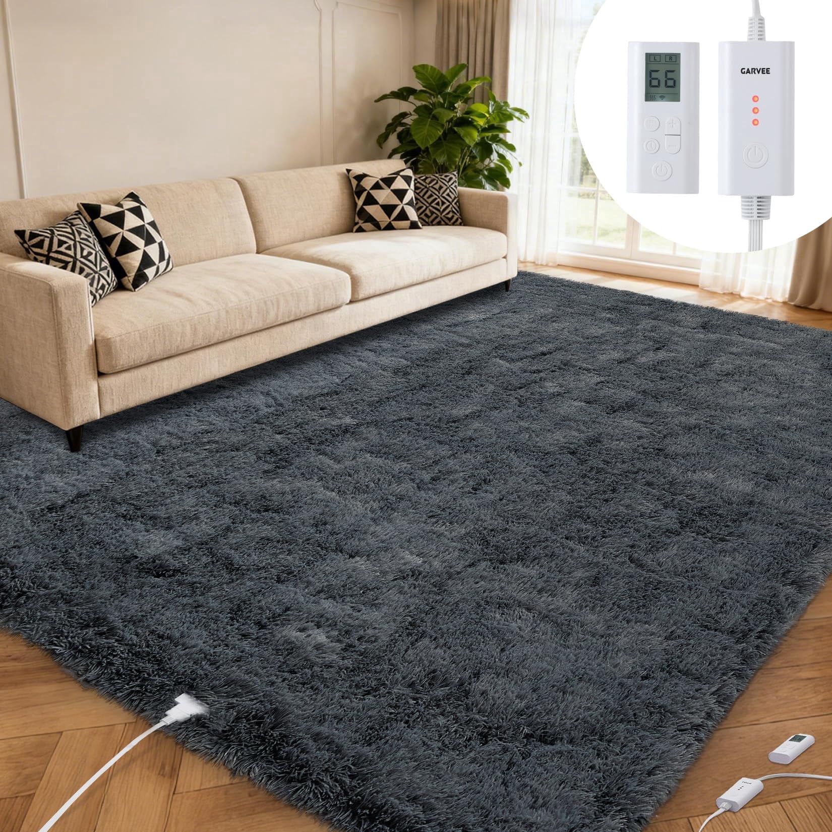 Heat Set Rugs Towallmark Heating Floor Mat 8x10 ft, Wireless Heated Rug Gaming Rug ...