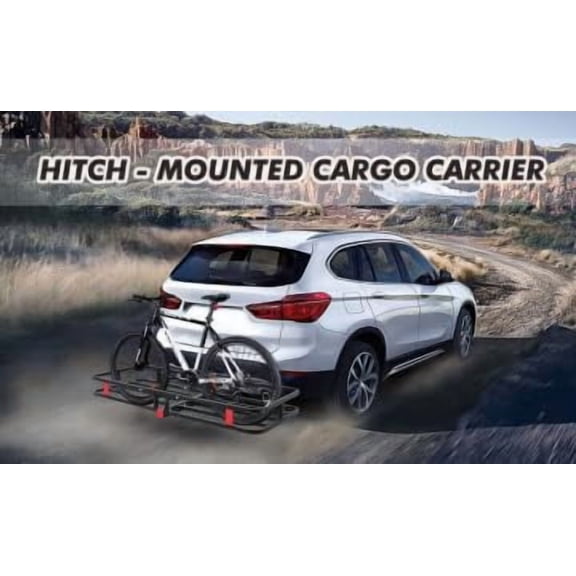 Towallmark Heavy-Duty Hitch-Mounted Cargo Basket – 500 lbs Load Capacity, 60" x 19" x 6" Rear Rack