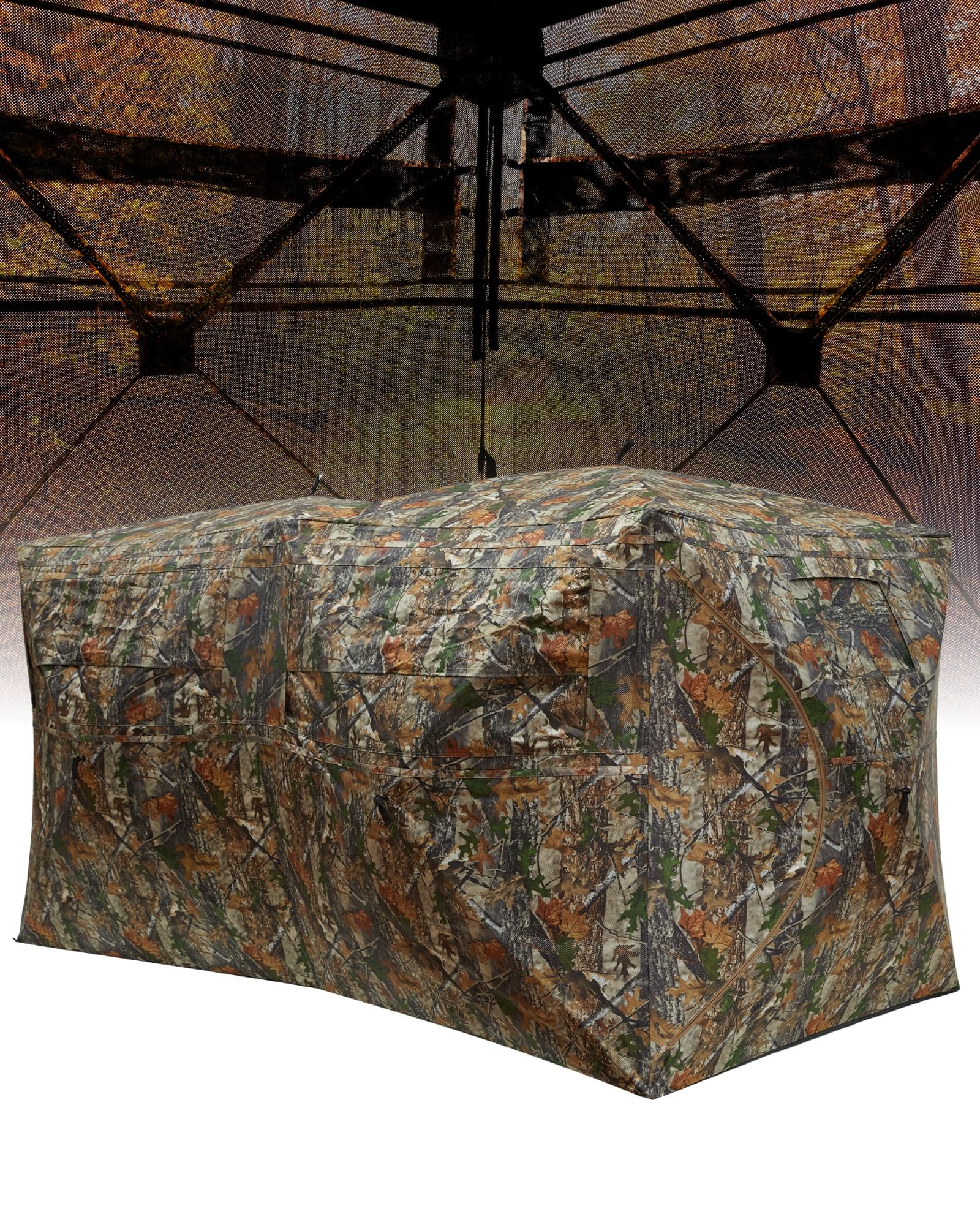 Towallmark Hunting Blind, Pop Up Ground Blinds for 4-6 People, 116" 58" 66" H with 270 See Through Windows and Silent Magnetic Door, Lightweight for Outdoor Hunting