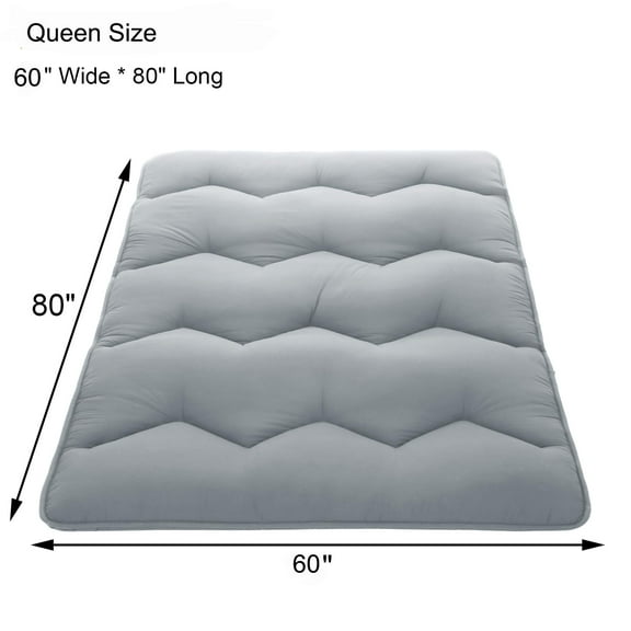 Towallmark Japanese Futon Mattress Queen, Floor Mattress, 3 Inch Thick Tatami Mat, Roll Up Sleeping Pad with High Density Foam, Foldable Futon Floor Mattress, Portable Sleeping Mattress for Dorm