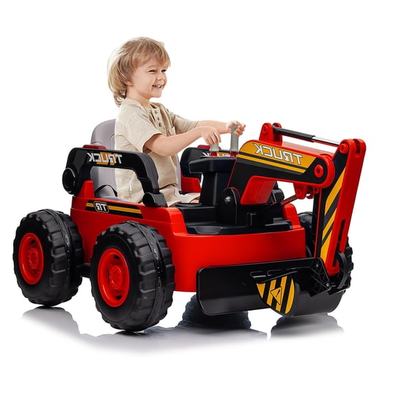 Tropow Kids Ride on Excavator, Remote Control, Bluetooth, Music for Boys & Girls Over 37 Months,Kids Christmas Gifts