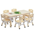 thumbnail image 1 of Towallmark Kids Table and 6 Chairs Set with Storage, Toddler Height Adjustable Activity Table Set, Graffiti Desktop, Non-Slip Legs, Children Activity Table for Arts & Crafts Daycare Classroom Home, 1 of 9
