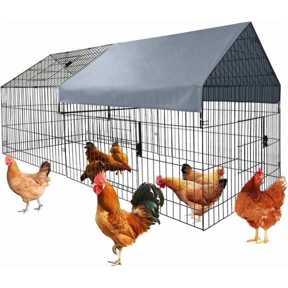 Towallmark Large Chicken Coop, 86"x40"x40" Metal Walk-in Chicken Coop Run with Waterproof Cover, Outdoor Backyard Poultry House for Hens & Ducks, Heavy Duty Animal Enclosure with Removable Floor