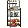 thumbnail image 1 of Towallmark Microwave Stand, 5 Tier Storage Rack With Adjustable Feet Anti Tip Kit, Rustic Engineered Wood Kitchen Shelf, Gray Bakers Rack For Countertop Organization, 1 of 7