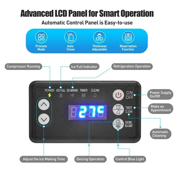 Towallmark Nugget Ice Machine – Self-Cleaning, High Output, 30lbs Storage, White