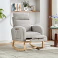 thumbnail image 1 of Towallmark Nursery Rocking Chair, Sherpa Upholstered Glider Rocker with Retractable Footrest, High Backrest Accent Chair for Breastfeeding Reading, Compact for Bedroom Living Room Apartments, Grey, 1 of 7