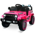thumbnail image 1 of Towallmark Officially Licensed AHL011,12V Kids Ride Jeep,Battery Powered Four-Wheel Ride Toys For Boys And Girls,LED Lights,Remote Control,Bluetooth Music Speaker System,Pink, 1 of 6