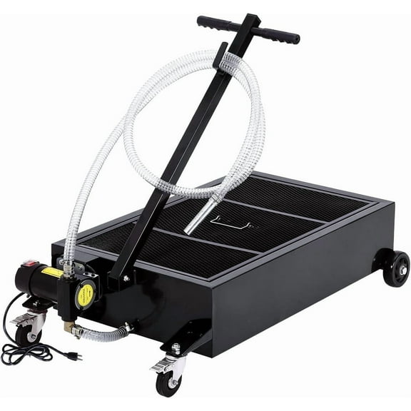 Towallmark Oil Drain Pan, 25 Gallon Heavy Duty Oil Change Pan With 110V Electric Pump, Metal Drain Pan With 8FT Hose Folding Handle, For Cars SUVs Trucks Buses RVs, Black