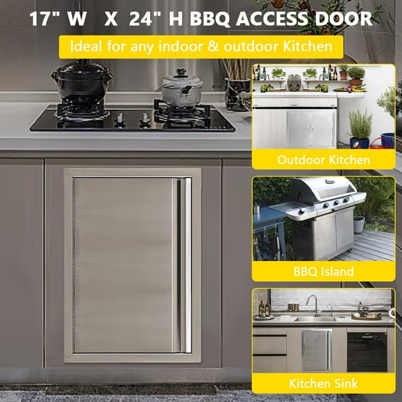 Towallmark Outdoor Kitchen Stainless Steel BBQ Access Door, 17”W x 24”H