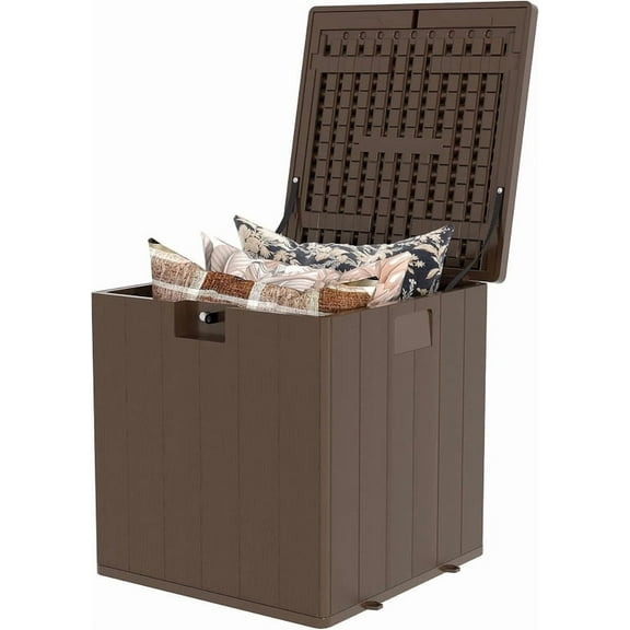 Towallmark Outdoor Storage Box, 28 Gallon Waterproof Deck Box With Lock, Resin Patio Storage Container For Garden Tools Pool Toys, Square Package Delivery Box For Cushions Furniture, Black