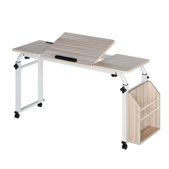 Towallmark Overbed Table with Wheels, 31.5 /47.24 inch Laptop & Eating Table Adjustable Heigh and Length for Hospital, Home, Bedroom, Recovery