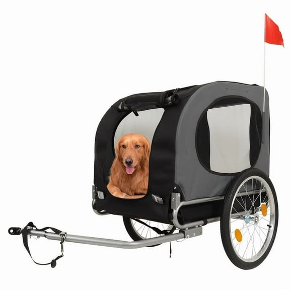 Towallmark Pet Bike Trailer, 88LBS Capacity Folding Cart For Small Medium Pets, Quick Release Wheel Universal Bicycle Coupler, Washable Non Slip Lining, Grey