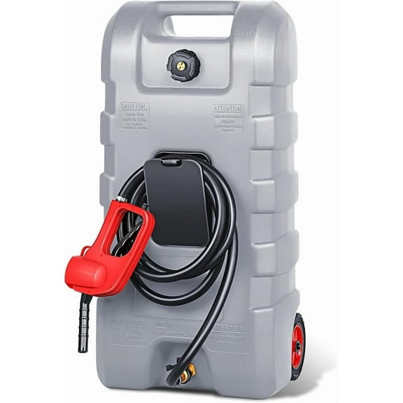 Towallmark Portable Gas Fuel Tank, 15 Gallon Fuel Storage Can With Casters, Includes Fluid Transfer Siphon Pump 10FT Hose, For Cars Lawn Mowers Boats, Container Caddy