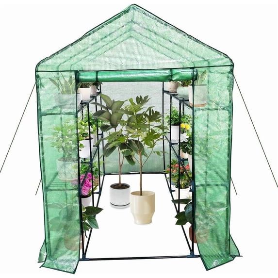 Towallmark Portable Greenhouse, 56"x83"x75" Walk-in Small Greenhouse with Steel Frame & PE Cover, Heavy Duty Plant House for Garden, Instant Assembly Greenhouse Kit with Zippered Door (Green)
