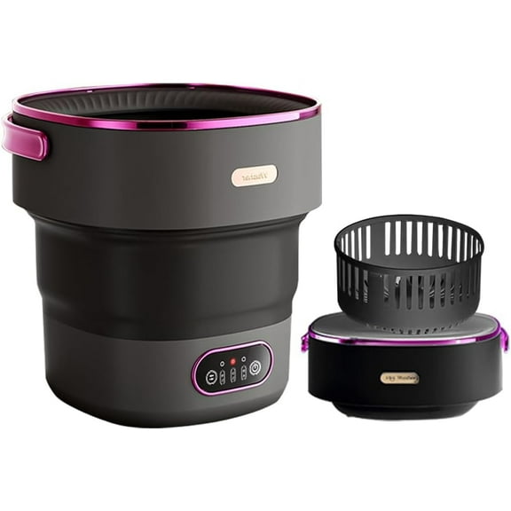 Towallmark Portable Washer, 13L Mini Washing Machine With 3 Cleaning Modes, Foldable Washer For Small Clothes Underwear Baby Clothes Socks, For Apartment Home Camping Travel, Black Purple