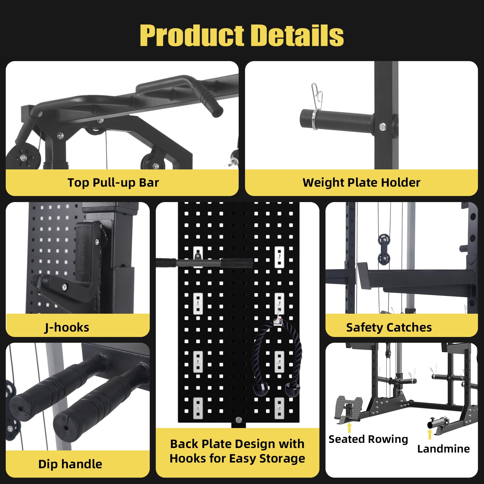 Towallmark Power Cage Multi-Function Rack – 2000 lb Capacity Workout ...