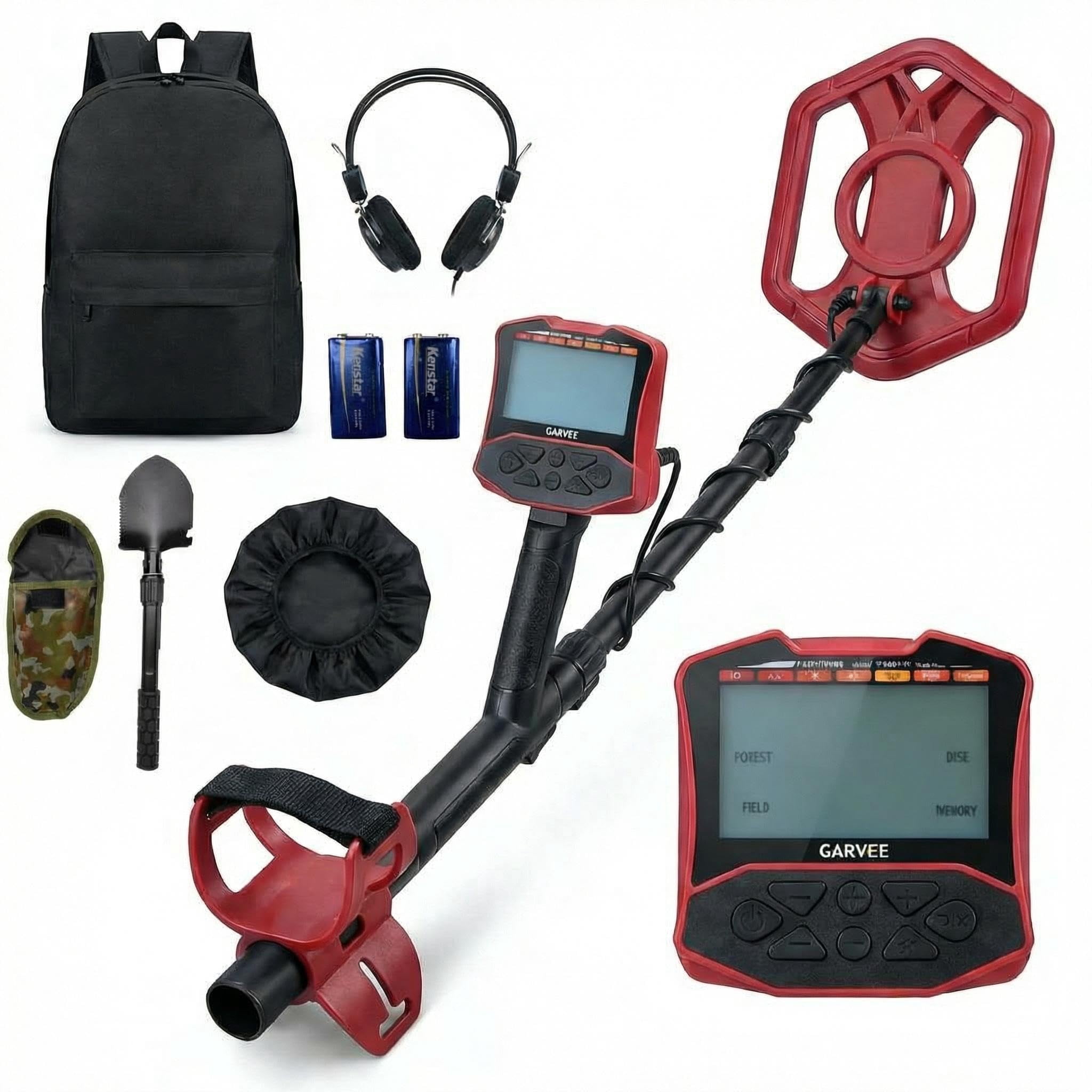 Towallmark Professional Metal Detector for Adults & Beginners, 4 Modes, 10" Waterproof Coil, LCD Display with Pinpoint, Lightweight for Gold, Coins, Jewelry Hunting, Red