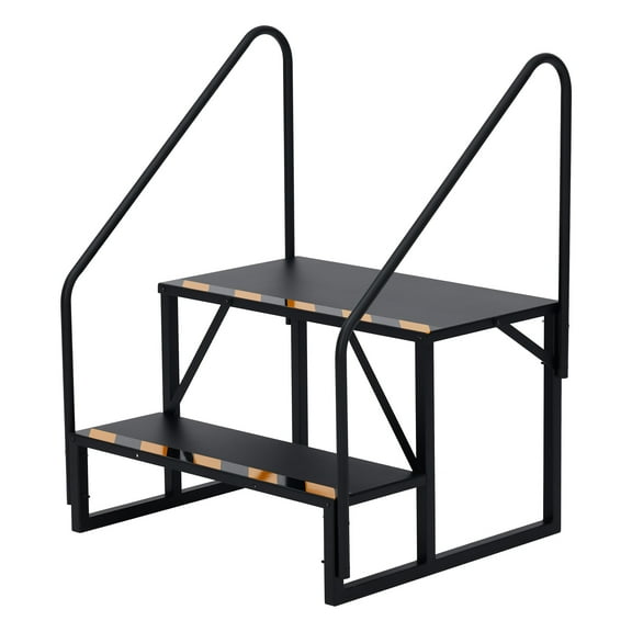 Towallmark RV Steps with 2 Handrails, 2-Tier RV Stairs, 660lbs Heavy-Duty Steel Camper Steps with Non-Slip & Dust-Resistant Mats, Trailer, Mobile Home, Porch,Hot Tub