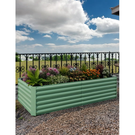 Towallmark Raised Garden Bed,Large Metal Garden Beds Galvanized Steel Planter Box for Vegetables Flowers Herbs,Square,180*90*60cm,1 Pack,Green