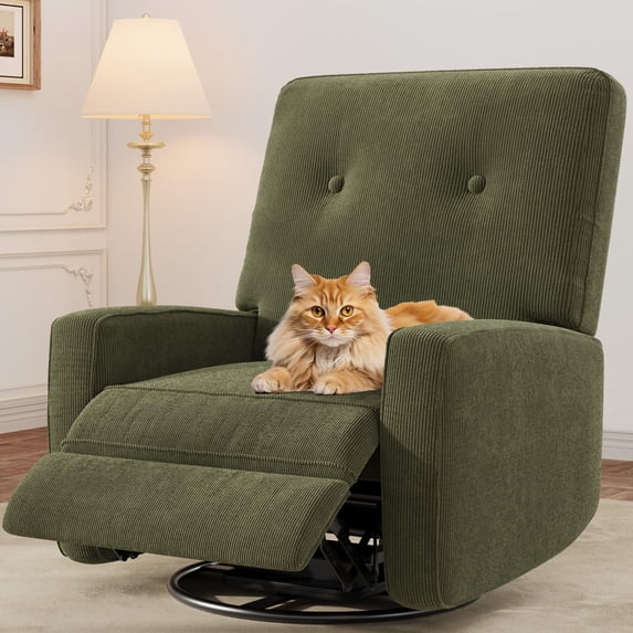 Towallmark Recliner Chairs, Swivel Rocker Recline, Glider Recliner Nursery Chair for Adults, 360° Swivel Glider Rocking Chair for Living Room, Bedroom, Office, RV, Small Spaces, Linen