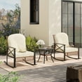 thumbnail image 1 of Towallmark Rocking Bistro Set, 3 PSC Outdoor Patio Furniture, Rocker Chairs With Thick Cushions, 2 Tier Coffee Table, Metal Frame Rattan Design For Garden Backyard Balcony, 1 of 8