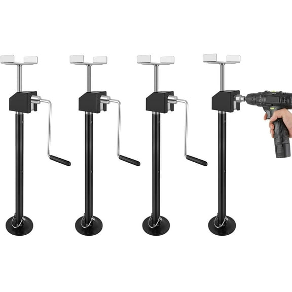 Towallmark Set of 4 RV Slide Out Support Stabilizer Jacks 5000lbs Adjust 20"-49" by Power Drill for Travel Trailer