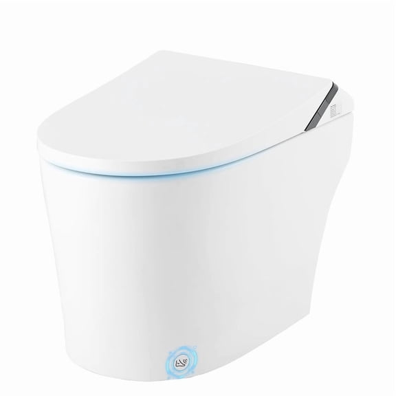 Towallmark Smart Toilet With Bidet, ADA Height Elongated Smart Bidet Toilet With Heated Seat, Automatic Flush, Warm Air Dryer, Foot Sensor, Night Light, LED Display, White