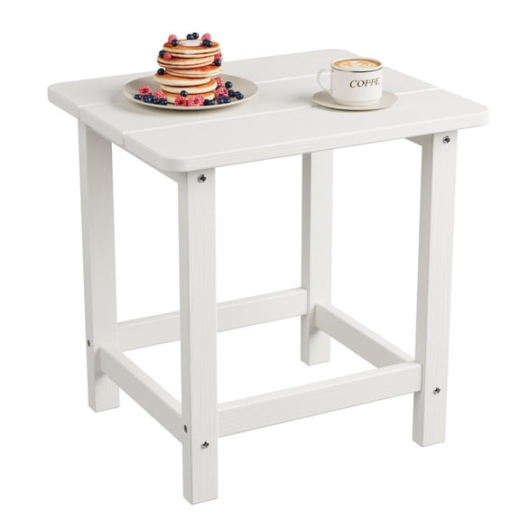 Towallmark Square HDPE Outdoor Side Table, Durable Adirondack Patio End Table, Weather Resistant & Easy To Assemble, For Beach Porch (White)