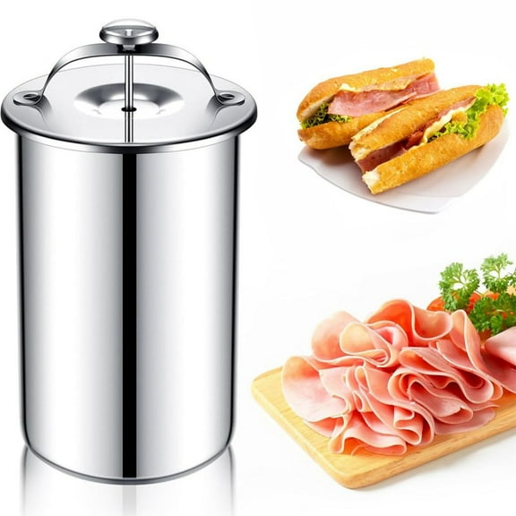 Towallmark Stainless Steel Meat Press Maker,Commercial Grade Sandwich & Deli Ham Press With Thermometer, Heavy Duty Lunch Meat Press Tool, Flat Handle Design