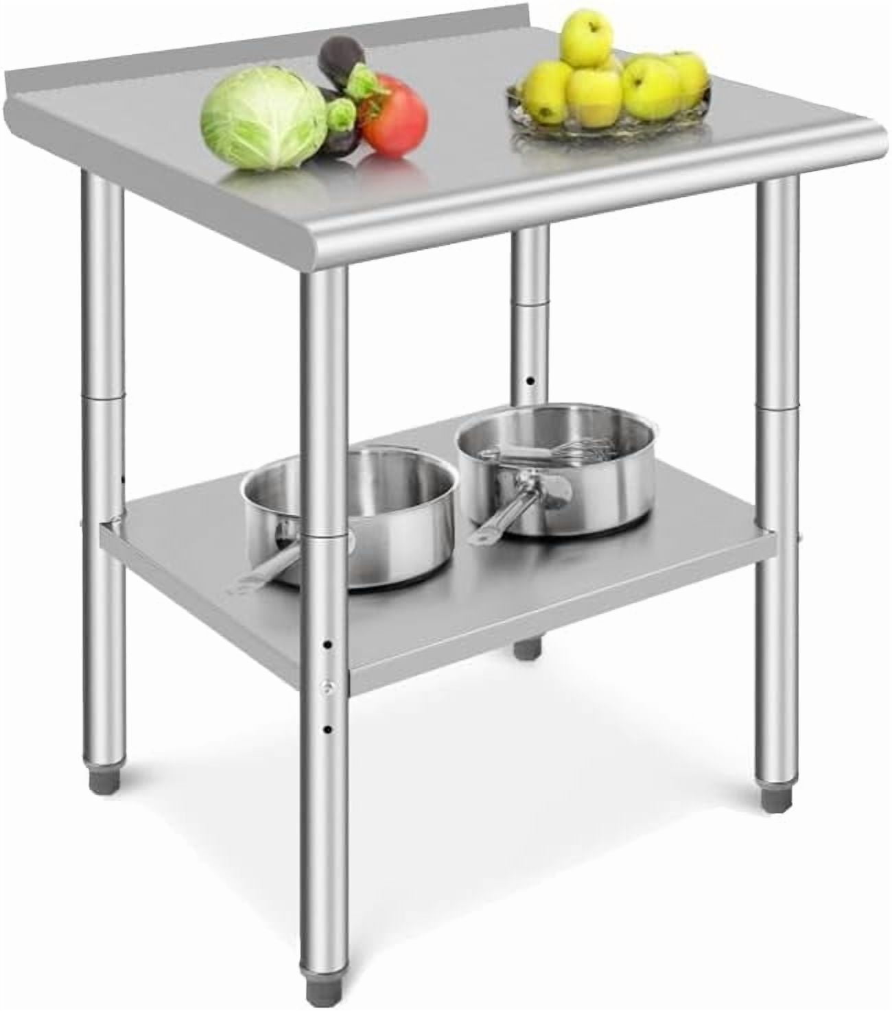 Towallmark Stainless Steel Work Table 24 x 24 inch without 4 Wheels Commercial Food Prep Worktable with Casters  Work Table for Commercial Kitchen Restaurant